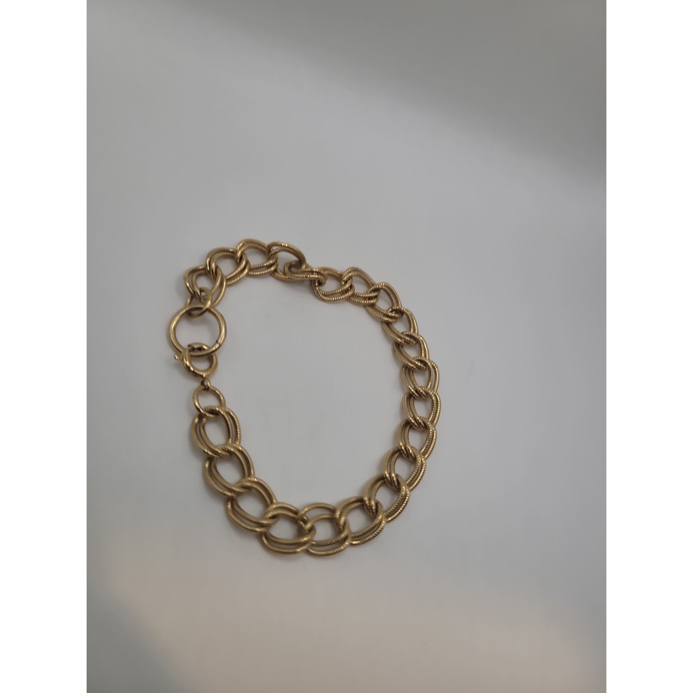 Gold Tone Chunky Oval Link Chain Bracelet Textured Statement Jewelry